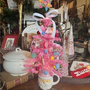 Pink Holiday Tree with Ornaments